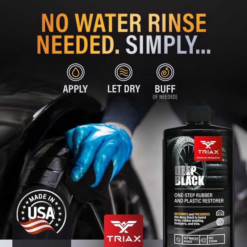 TRIAX Deep Black Tire, Trim, and Bumper Restore and Conditioner | One-Step Rubber Protectant with UV Shield | Polymer Based | No Water Rinse (12 Ounce) - Image 5